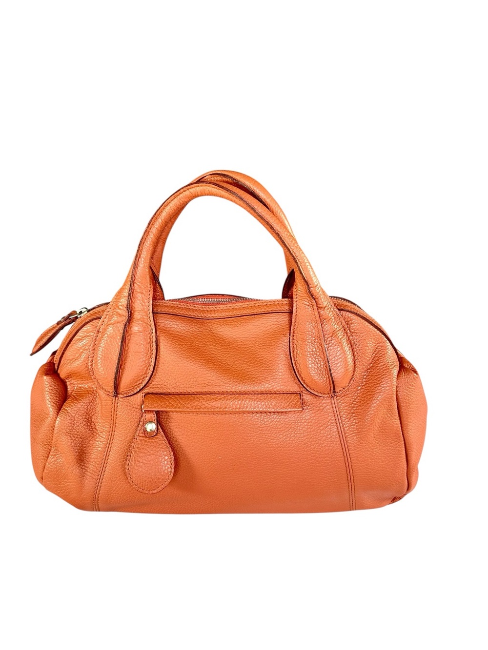 Sundance Orange Pebbled Italian Leather Satchel Handbag